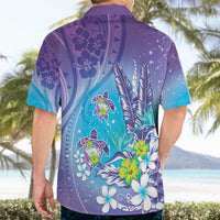 Hawaii Honu Hawaiian Shirt Tropical Flowers Purple Gradient LT05 - Polynesian Pride