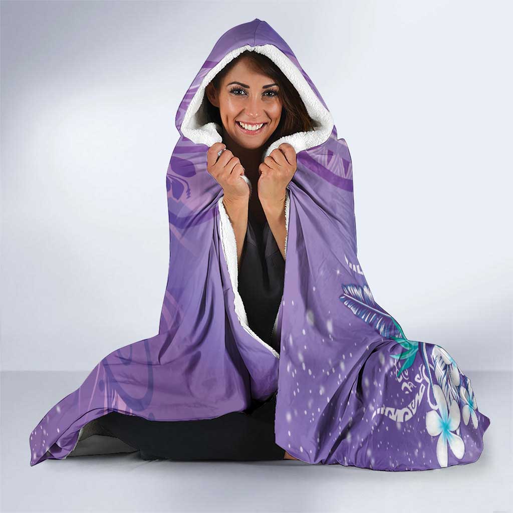 Hawaii Honu Hooded Blanket Tropical Flowers Purple Gradient LT05 - Polynesian Pride