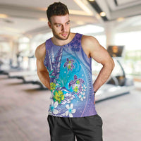 Hawaii Honu Men Tank Top - Tropical Flowers Purple Gradient LT05 Purple - Polynesian Pride