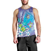 Hawaii Honu Men Tank Top - Tropical Flowers Purple Gradient LT05 - Polynesian Pride