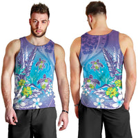 Hawaii Honu Men Tank Top - Tropical Flowers Purple Gradient LT05 - Polynesian Pride