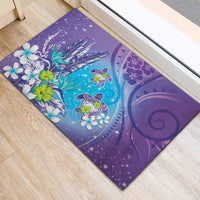 Hawaii Honu Rubber Doormat Tropical Flowers Purple Gradient LT05 - Polynesian Pride