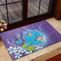 Hawaii Honu Rubber Doormat Tropical Flowers Purple Gradient LT05 - Polynesian Pride