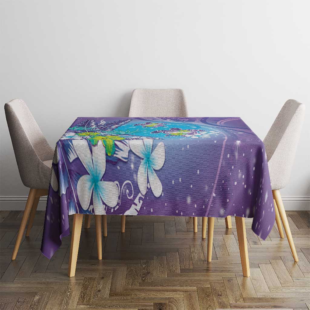 Hawaii Honu Tablecloth Tropical Flowers Purple Gradient LT05 - Polynesian Pride