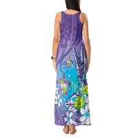 Hawaii Honu Tank Maxi Dress Tropical Flowers Purple Gradient LT05 - Polynesian Pride