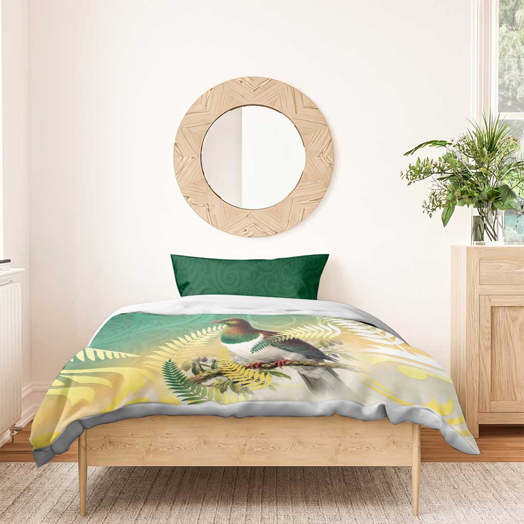 New Zealand Pigeon Kereru Bedding Set Maori Fern Art Green Gradient LT05 - Polynesian Pride