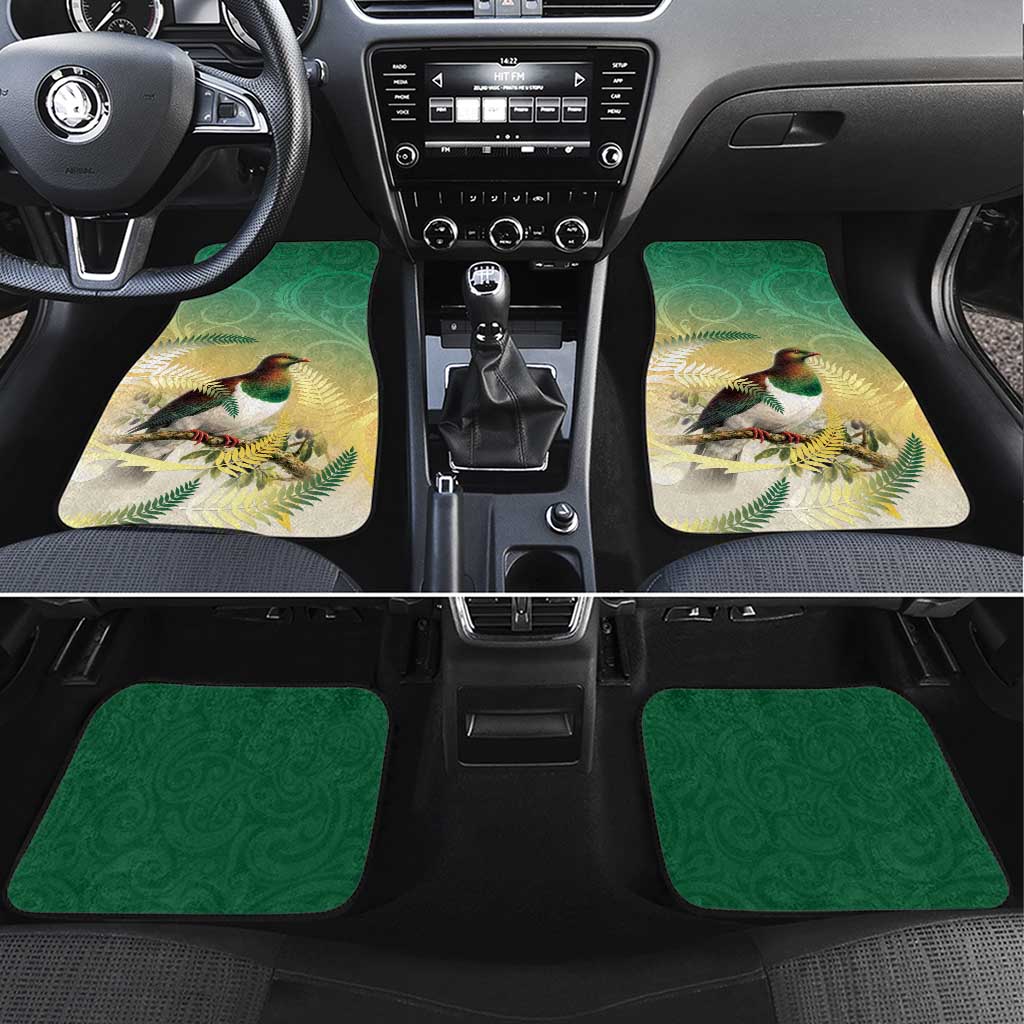 New Zealand Pigeon Kereru Car Mats Maori Fern Art Green Gradient - Polynesian Pride