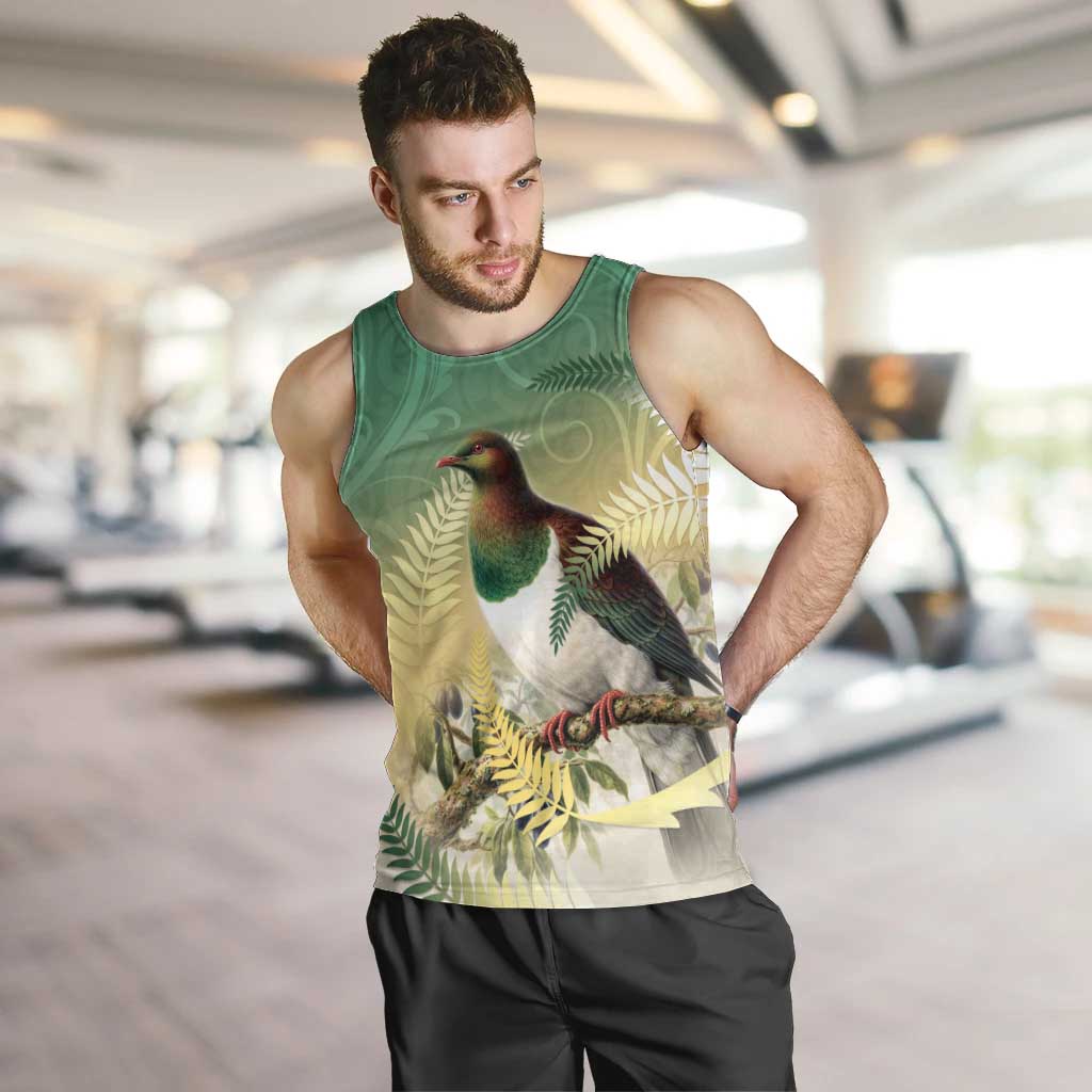 New Zealand Pigeon Kereru Men Tank Top Maori Fern Art Green Gradient LT05 Green - Polynesian Pride