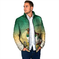 New Zealand Pigeon Kereru Padded Jacket Maori Fern Art Green Gradient LT05 - Polynesian Pride