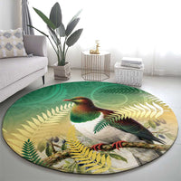 New Zealand Pigeon Kereru Round Carpet Maori Fern Art Green Gradient LT05 - Polynesian Pride