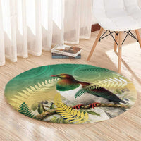 New Zealand Pigeon Kereru Round Carpet Maori Fern Art Green Gradient LT05 - Polynesian Pride