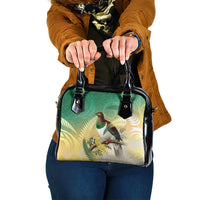 New Zealand Pigeon Kereru Shoulder Handbag Maori Fern Art Green Gradient LT05 One Size Green - Polynesian Pride