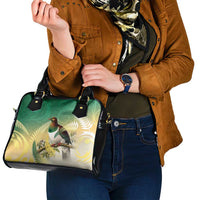 New Zealand Pigeon Kereru Shoulder Handbag Maori Fern Art Green Gradient LT05 - Polynesian Pride