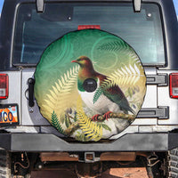 New Zealand Pigeon Kereru Spare Tire Cover Maori Fern Art Green Gradient - Polynesian Pride