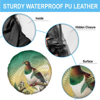 New Zealand Pigeon Kereru Spare Tire Cover Maori Fern Art Green Gradient - Polynesian Pride