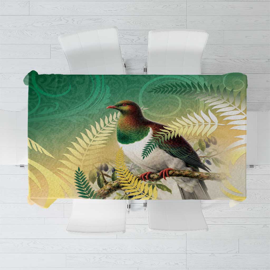 New Zealand Pigeon Kereru Tablecloth Maori Fern Art Green Gradient LT05 Green - Polynesian Pride
