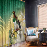 New Zealand Pigeon Kereru Window Curtain Maori Fern Art Green Gradient - Polynesian Pride