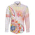 Happy Holi Festival Family Matching Long Sleeve Bodycon Dress and Hawaiian Shirt Rangoli With Polynesian Pattern LT05 Dad's Shirt - Long Sleeve White - Polynesian Pride