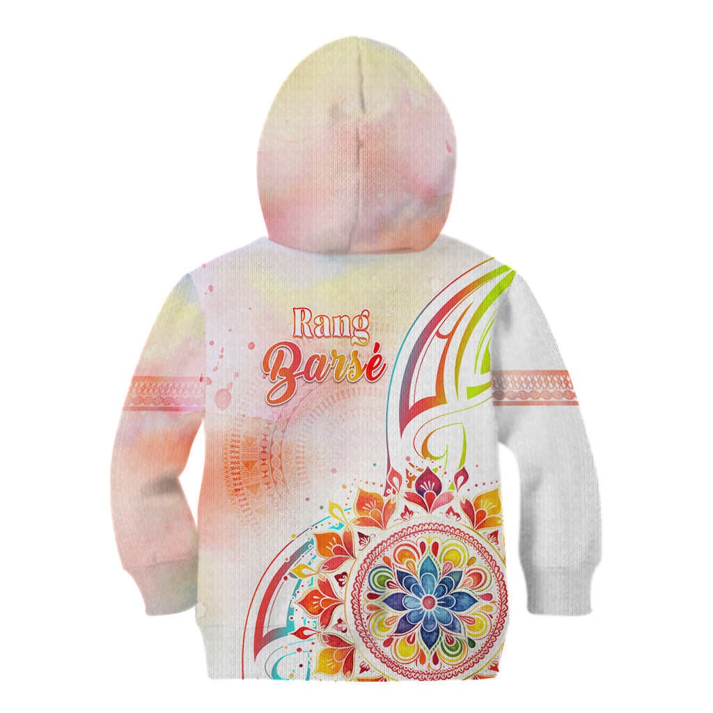 Happy Holi Festival Kid Hoodie Rangoli With Polynesian Pattern LT05 - Polynesian Pride