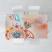 Happy Holi Festival Tablecloth Rangoli With Polynesian Pattern LT05 White - Polynesian Pride