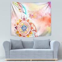 Happy Holi Festival Tapestry Rangoli With Polynesian Pattern LT05 - Polynesian Pride