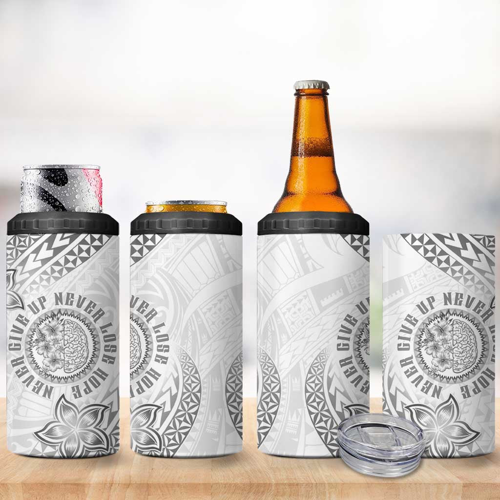 Brain Cancer Warrior 4 in 1 Can Cooler Tumbler Never Give Up LT05 - Polynesian Pride