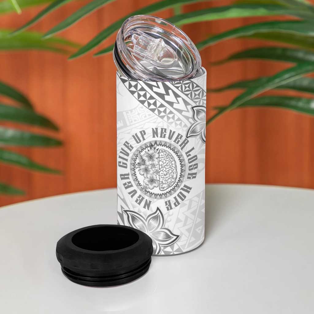 Brain Cancer Warrior 4 in 1 Can Cooler Tumbler Never Give Up LT05 - Polynesian Pride