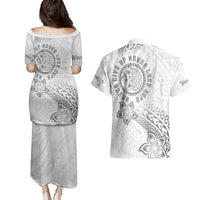 Brain Cancer Warrior Couples Matching Puletasi and Hawaiian Shirt Never Give Up