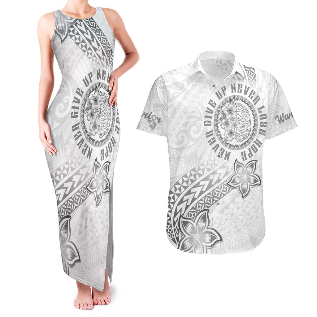 Brain Cancer Warrior Couples Matching Tank Maxi Dress and Hawaiian Shirt Never Give Up