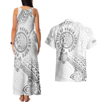 Brain Cancer Warrior Couples Matching Tank Maxi Dress and Hawaiian Shirt Never Give Up