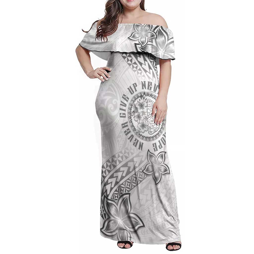 Brain Cancer Warrior Family Matching Off Shoulder Maxi Dress and Hawaiian Shirt Never Give Up