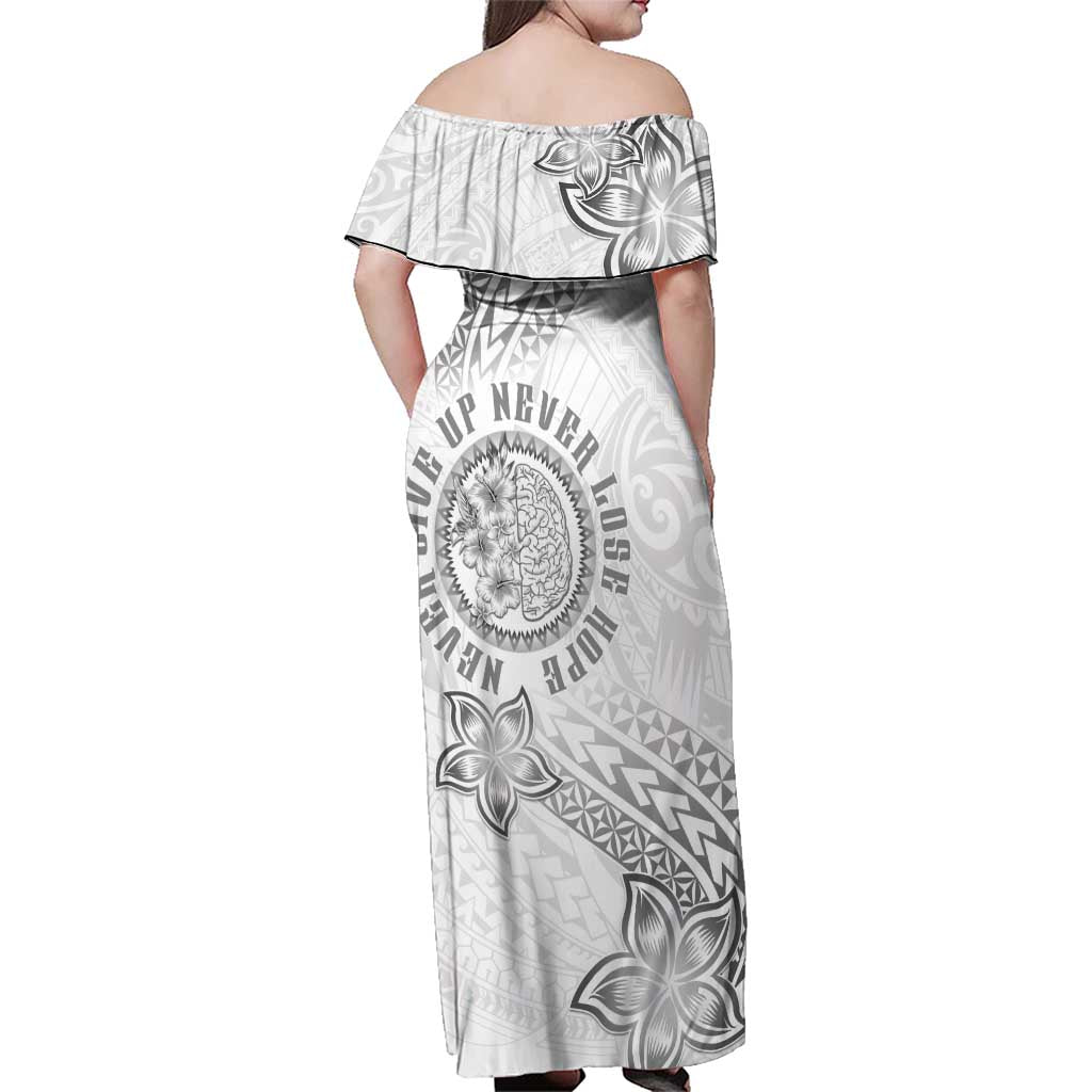Brain Cancer Warrior Family Matching Off Shoulder Maxi Dress and Hawaiian Shirt Never Give Up