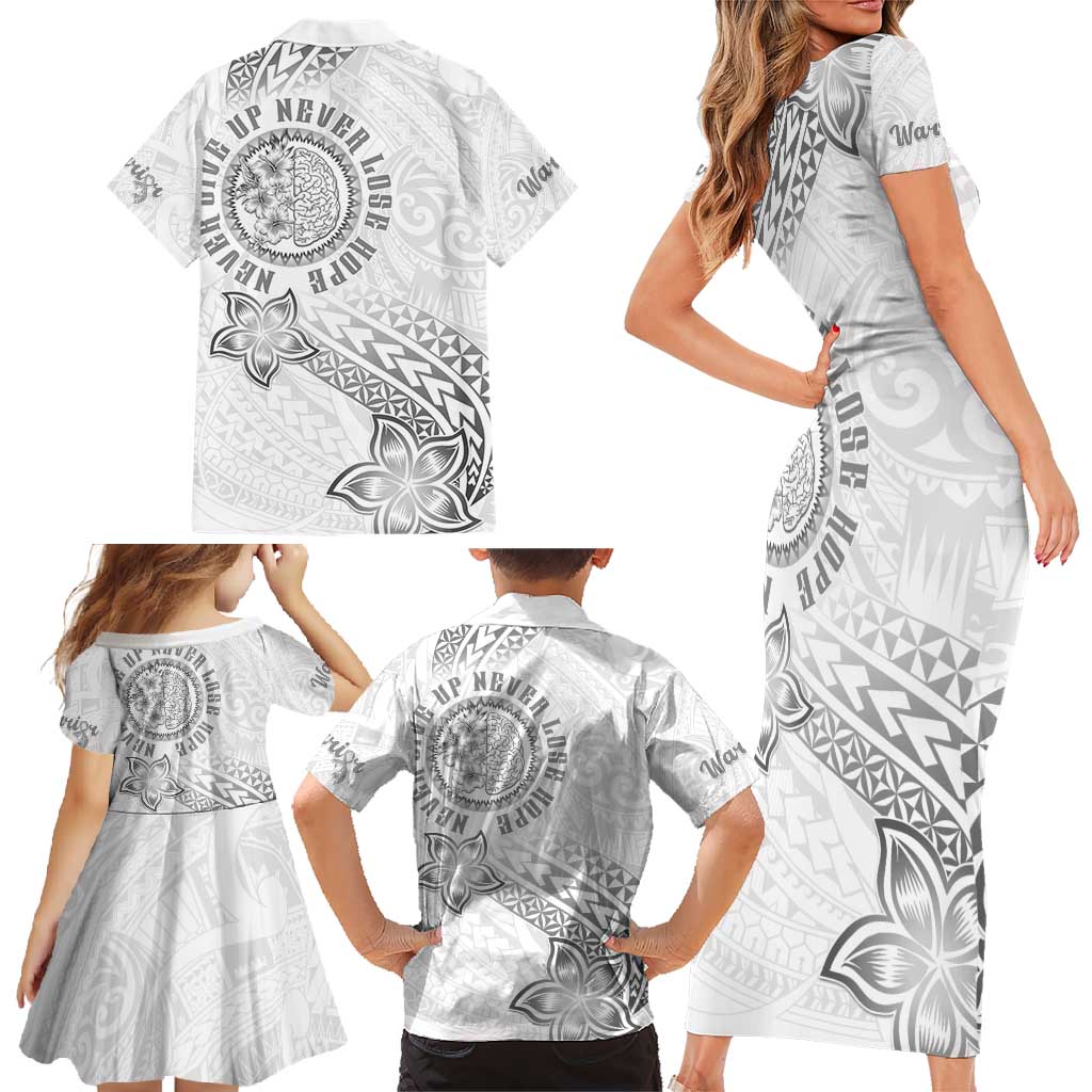 Brain Cancer Warrior Family Matching Short Sleeve Bodycon Dress and Hawaiian Shirt Never Give Up