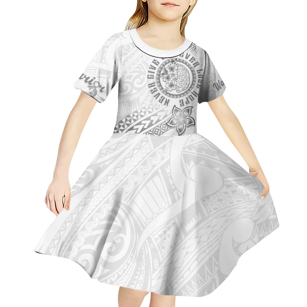 Brain Cancer Warrior Kid Short Sleeve Dress Never Give Up