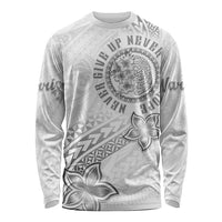 Brain Cancer Warrior Long Sleeve Shirt Never Give Up LT05 Unisex White - Polynesian Pride