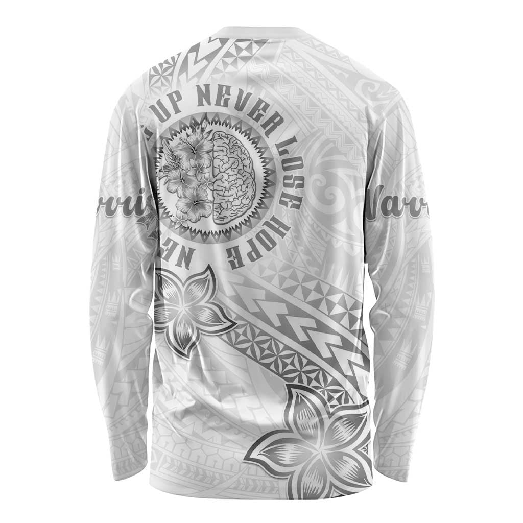Brain Cancer Warrior Long Sleeve Shirt Never Give Up LT05 - Polynesian Pride