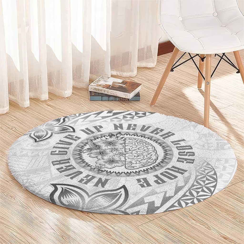 Brain Cancer Warrior Round Carpet Never Give Up