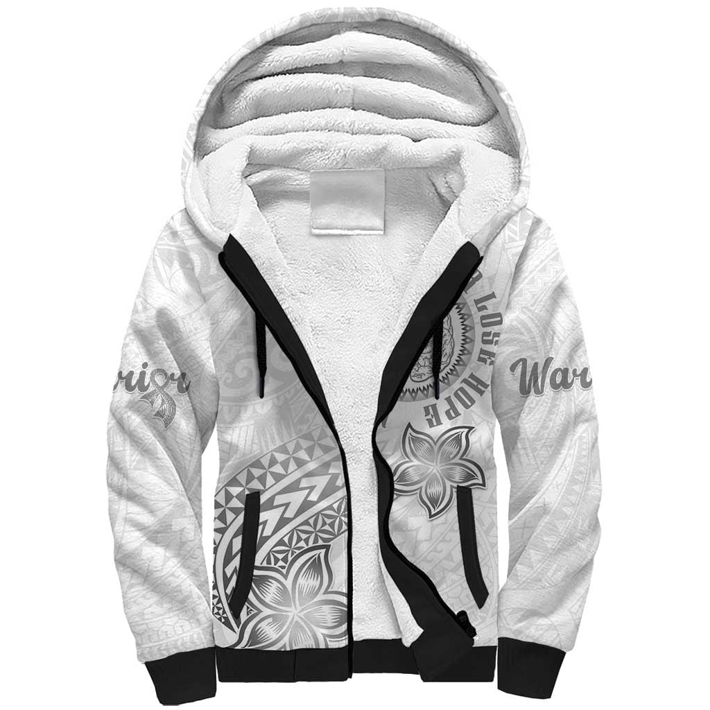 Brain Cancer Warrior Sherpa Hoodie Never Give Up LT05 Unisex White - Polynesian Pride