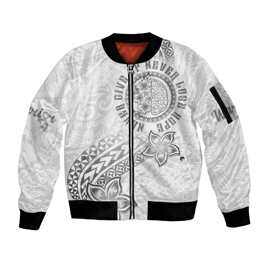 Brain Cancer Warrior Sleeve Zip Bomber Jacket Never Give Up