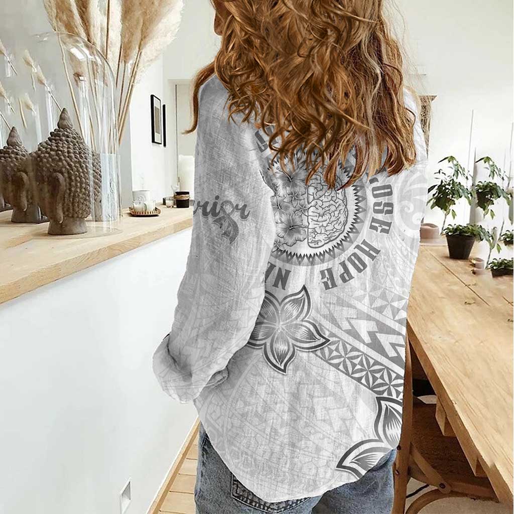 Brain Cancer Warrior Women Casual Shirt Never Give Up