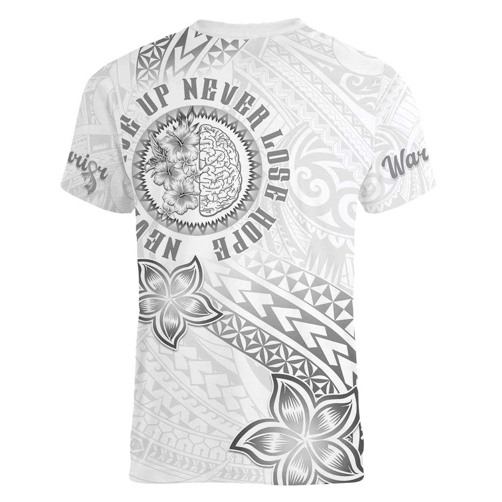 Brain Cancer Warrior Women V-Neck T-Shirt Never Give Up