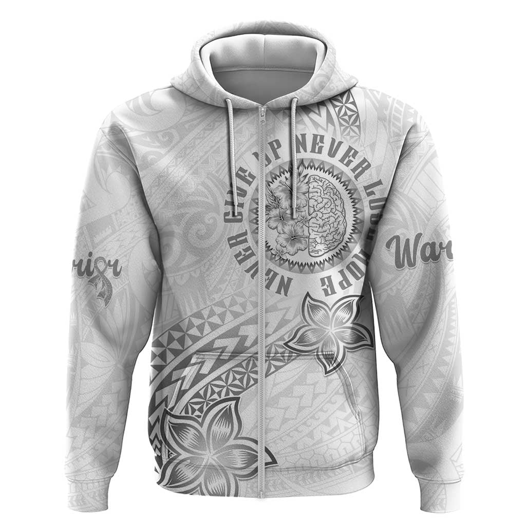 Brain Cancer Warrior Zip Hoodie Never Give Up