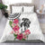 White Polynesian Hammerhead Shark Tribal Pattern Bedding Set