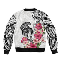 White Polynesian Hammerhead Shark Tribal Pattern Bomber Jacket LT05 - Polynesian Pride