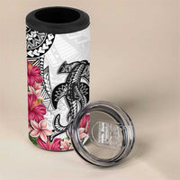 White Polynesian Hammerhead Shark Tribal Pattern 4 in 1 Can Cooler Tumbler