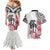 White Polynesian Hammerhead Shark Tribal Pattern Couples Matching Mermaid Dress and Hawaiian Shirt