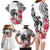 White Polynesian Hammerhead Shark Tribal Pattern Family Matching Long Sleeve Bodycon Dress and Hawaiian Shirt