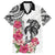 White Polynesian Hammerhead Shark Tribal Pattern Family Matching Long Sleeve Bodycon Dress and Hawaiian Shirt