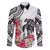 White Polynesian Hammerhead Shark Tribal Pattern Family Matching Long Sleeve Bodycon Dress and Hawaiian Shirt