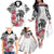 White Polynesian Hammerhead Shark Tribal Pattern Family Matching Off The Shoulder Long Sleeve Dress and Hawaiian Shirt